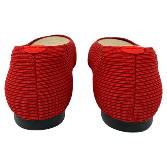 Vivaia Margot 2.0 Ruby Red Ribbed Knit Square-Toe V-Cut Ballet Flats 10W - Picture 6 of 9
